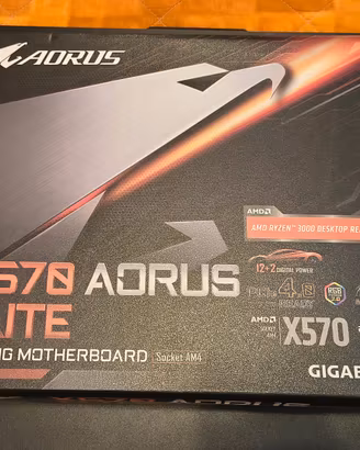 Scheda madre aorus elite x570 ATX con scatola.