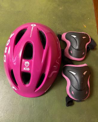 Casco bici + ginocchiere da bambina