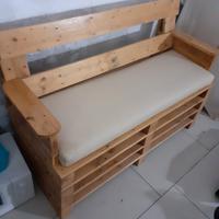 Panca realizzata con pedane epal nuova con cuscino