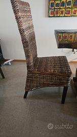 Set  4 sedie in rattan intrecciato