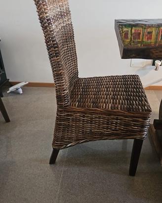 Set  4 sedie in rattan intrecciato