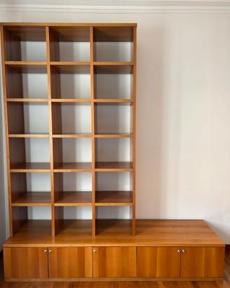 Libreria componibile in ciliegio con base ad ante