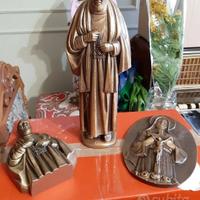 STATUETTE IN BRONZO  PADRE PIO E MADONNA 