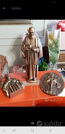 STATUETTE IN BRONZO  PADRE PIO E MADONNA 