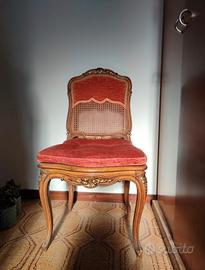 Sedia in legno con seduta e schienale in paglia