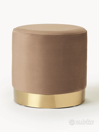 Pouf Orchid Ø 38 × 38 cm in velluto color nocciola