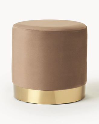 Pouf Orchid Ø 38 × 38 cm in velluto color nocciola