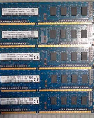 5 moduli RAM DDR3 SK Hynix 4GB - 2GB