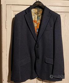 Giacca Etro blu in lana e cotone taglia 52
