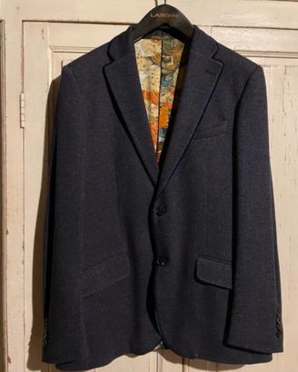 Giacca Etro blu in lana e cotone taglia 52
