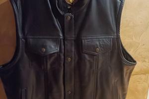 Gilet  in vera pelle nera marchio Leatherick,