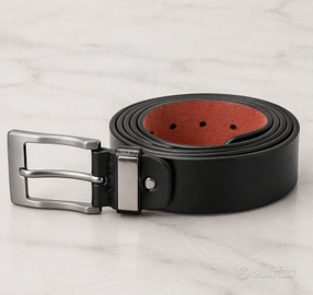 Cintura uomo nera 120 cm fibbia in metallo
