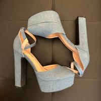 Scarpe con il tacco in tessuto di jeans Numero 37