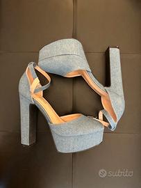 Scarpe con il tacco in tessuto di jeans Numero 37