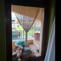 Porta finestra in pino svedese con  maniglia