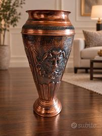 Vaso in puro rame decorativo h 55 cm