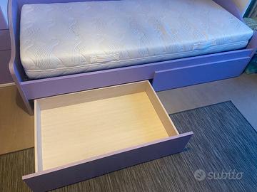 Letto con cassetti e materasso singolo