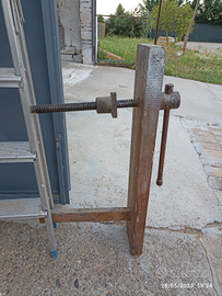 Antica morsa da banco da falegname fine '800