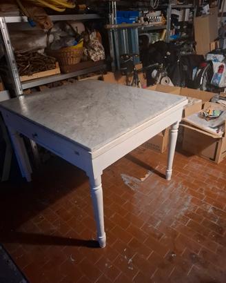 tavolo inizi '900 in legno con piano in marmo 