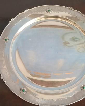 Grande vassoio in argento e pietre dure CALDERONI