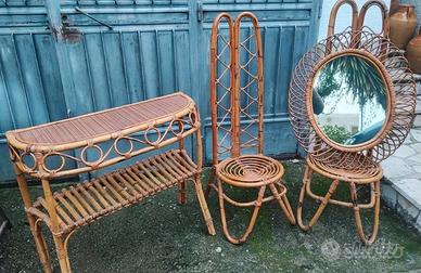 Specchio ingresso sedie rattan vintage modernariat