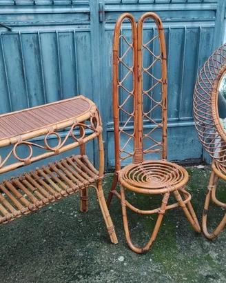 Specchio ingresso sedie rattan vintage modernariat