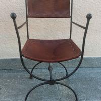 2 Sedie in ferro battuto e cuoio