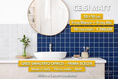 Stock 18 mq Gres 10x10 Matt   - (Bianco /Blu