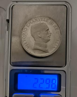 Riproduzione moneta 5 Lire "Quadriga Briosa" (V.E)