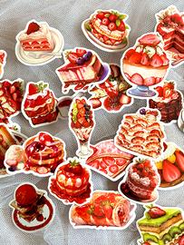 Set di 24 pz Adesivi – Dolci & Fragole Aesthetic