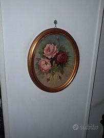  quadro, rose ad olio dipinto a mano 