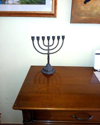 MENORAH in ottone e MENOAH legno ulivo e intarsi