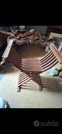 coppia sedie Savonarola in legno