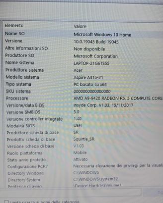 notebook ACER ASPIRE 3
