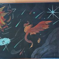 Fenice nello spazio – Quadro 20x30 su tela, arte o