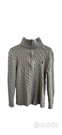 Maglione Ralph Lauren Grigio a Trecce - Mezza Zip