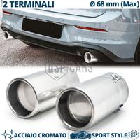 2 TERMINALI Scarico TONDI Auto MARMITTA Max 68mm
