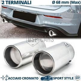 2 TERMINALI Scarico TONDI Auto MARMITTA Max 68mm