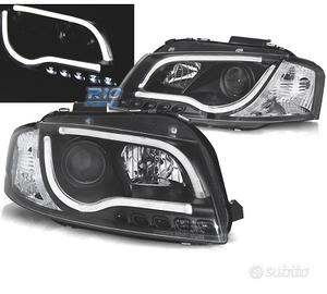 FARI AUDI A3 8P LUCE DIURNA A TUBO LED FONDO NERO