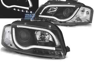 FARI AUDI A3 8P LUCE DIURNA A TUBO LED FONDO NERO