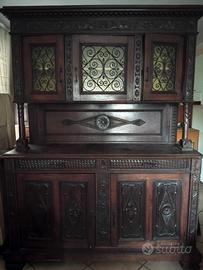 Mobile credenza sala in legno antico di noce