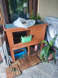 Gabbia per conigli e altri animali a 2 piani