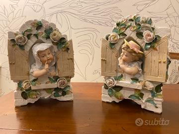 Coppia di putti in ceramica inizio 900
