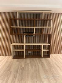 Libreria a giorno in legno massello in arte povera