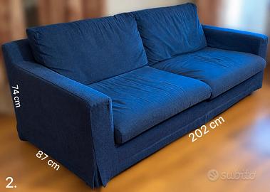Coppia divani blu-uno è divano letto