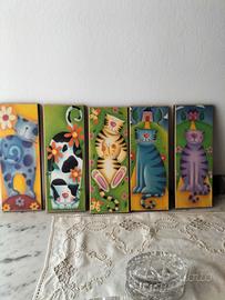 Set 5 Quadretti Gatti in Legno ( Dekor Toscana)