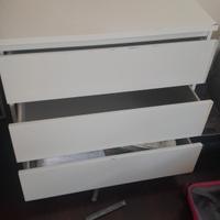 cassettiera tre cassetti 80,5×48,5×77,5 bianca