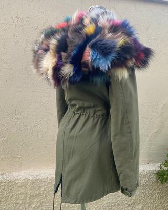Parka donna interno pelliccia vera cappuccio volpe