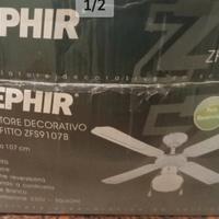 zephir ventilatore da soffitto con lampada, nuovo 