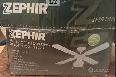 zephir ventilatore da soffitto con lampada, nuovo 
